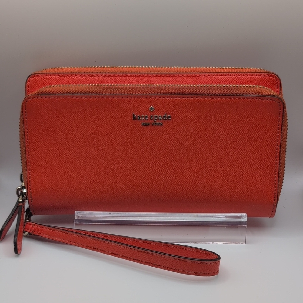 KATE SPADE Grove Street Anita Double Zip Wristlet Wallet in Orange - Picture 11 of 14
